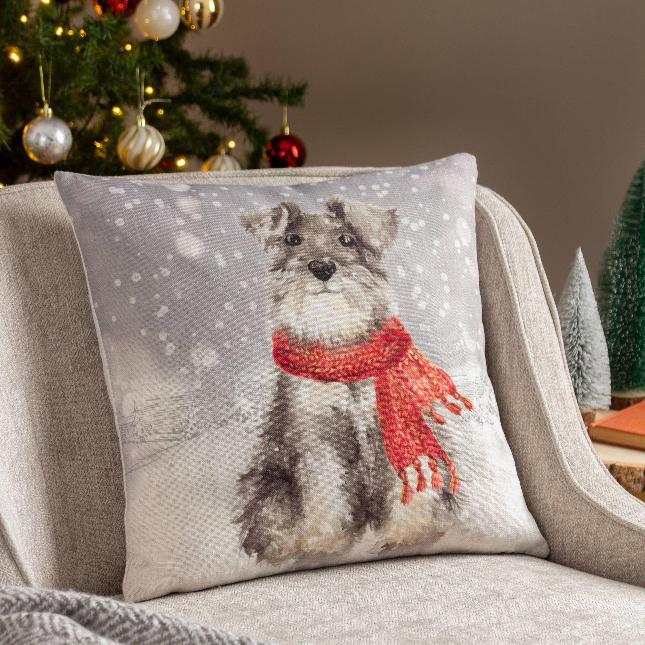 Riva Home - Snowy Dog Cushion Fog