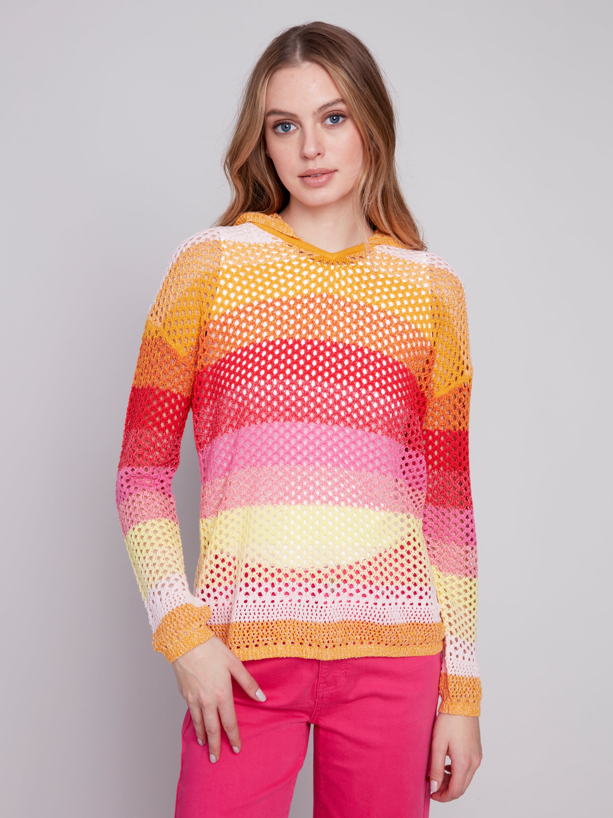 S24 STRIPE FISHNET HOODIE C2615