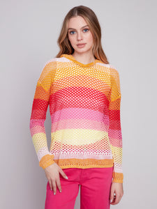 S24 STRIPE FISHNET HOODIE C2615