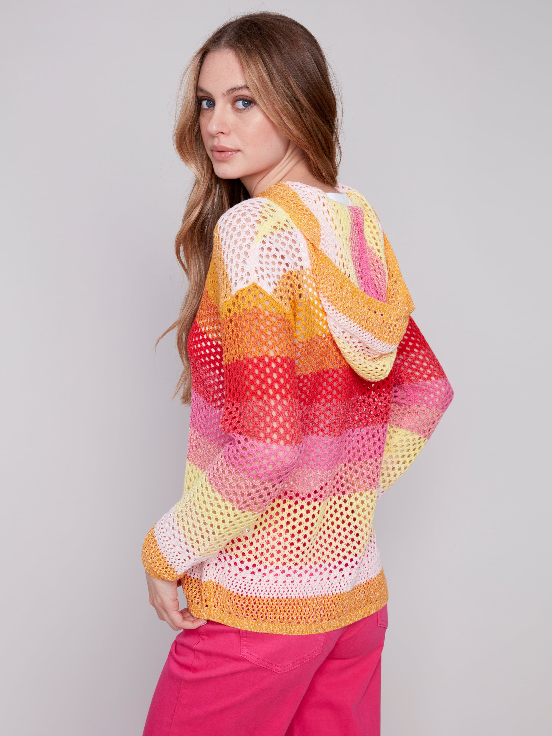 S24 STRIPE FISHNET HOODIE C2615