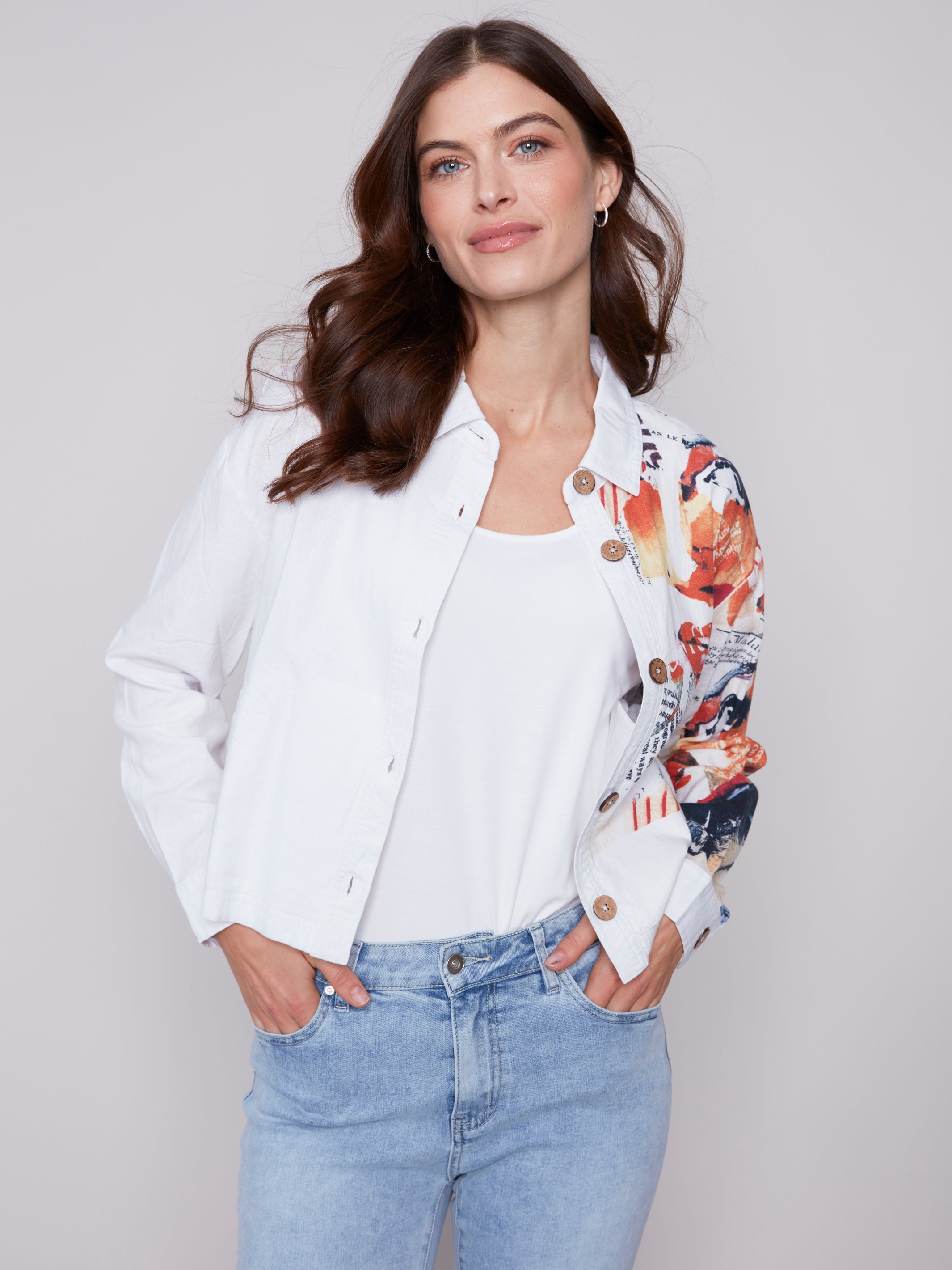 S24 Printed Linen Jacket C6306