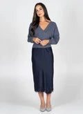 Load image into Gallery viewer, FW26 C'EST MOI SATIN SKIRT W/ LACE TRIM
