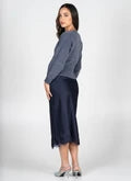 Load image into Gallery viewer, FW26 C'EST MOI SATIN SKIRT W/ LACE TRIM
