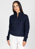 Load image into Gallery viewer, FW26 CABLE KNIT ZIP FRONT SWEATER
