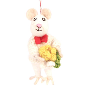 Felt Bow Tie Mice Ornament EO-14