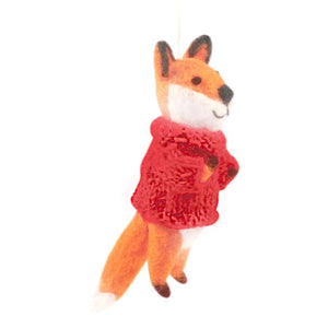 Felt Red Sweater Fox Ornament EO-49