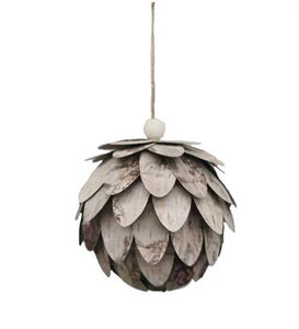 5x6.25” PAPER BARK BALL ORNAMENT (NATURAL) XY1071