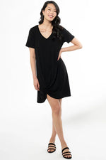 Load image into Gallery viewer, LILAH TWIST KNOT T-SHIRT DRESS
