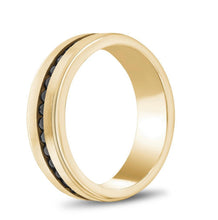 Load image into Gallery viewer, ARZ STEEL--GOLD STEEL BLACK STONE RING-- 7MM SSR29G
