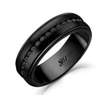 Load image into Gallery viewer, ARZ STEEL--BLACK STEEL BLACK STONE RING-- 7MM SSR29B
