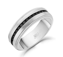 Load image into Gallery viewer, ARZ STEEL--BLACK STONE STEEL RING-- 7MM SSR29
