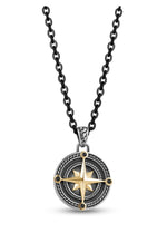 Load image into Gallery viewer, ARZ STEEL--BLACK &amp; GOLD COMPASS PENDANT AS-P70-24
