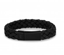 Load image into Gallery viewer, ARZ STEEL--BLACK LEATHER CLASP BRACELET--8" AS-B135-8
