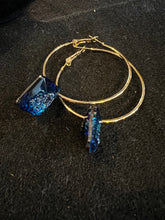 Load image into Gallery viewer, SWAROVSKI CRYSTAL BLUE STONE GOLD EARRINGS #288
