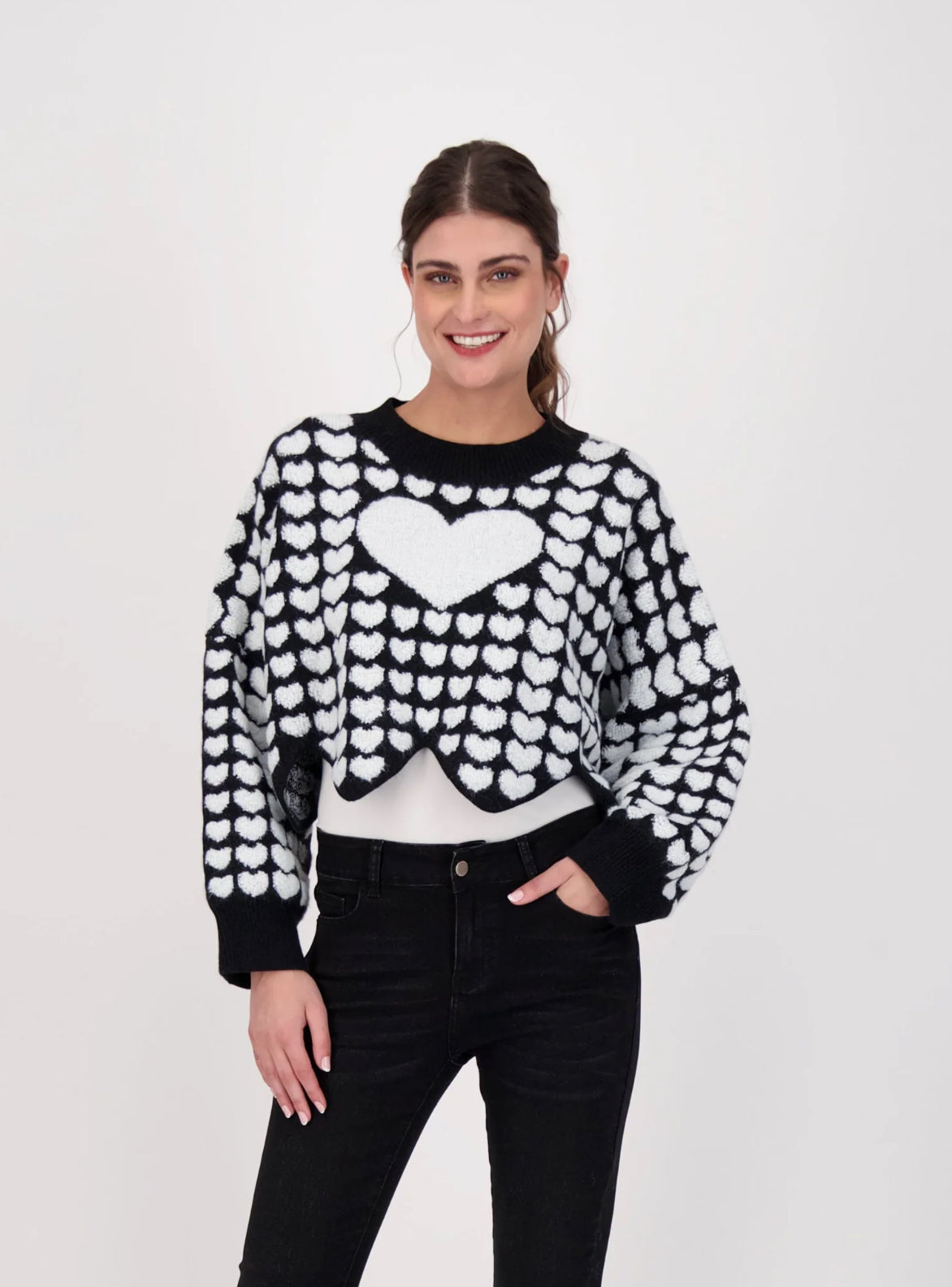 Hearts Cropped Sweater 523696*