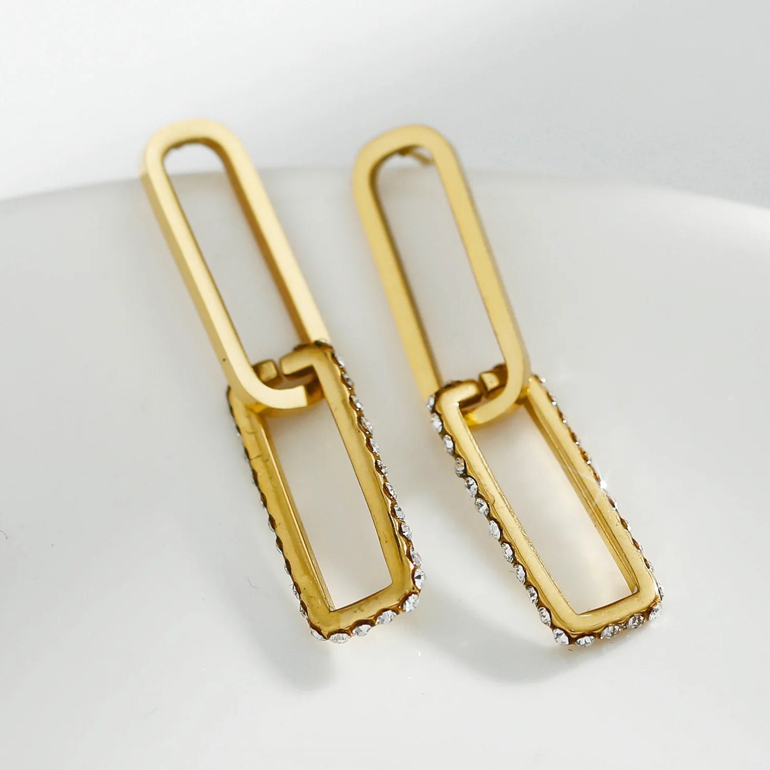 Paper Clip Earrings Gold LUCIANA 52210G