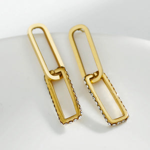 Paper Clip Earrings Gold LUCIANA 52210G