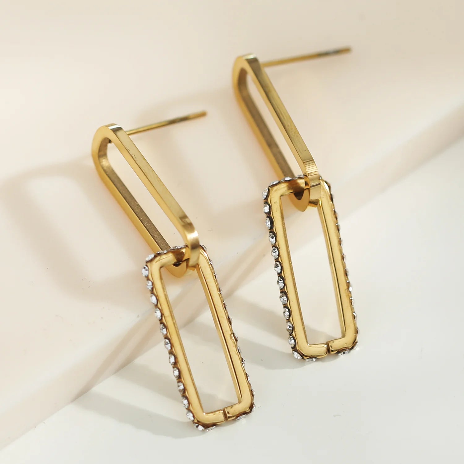 Paper Clip Earrings Gold LUCIANA 52210G