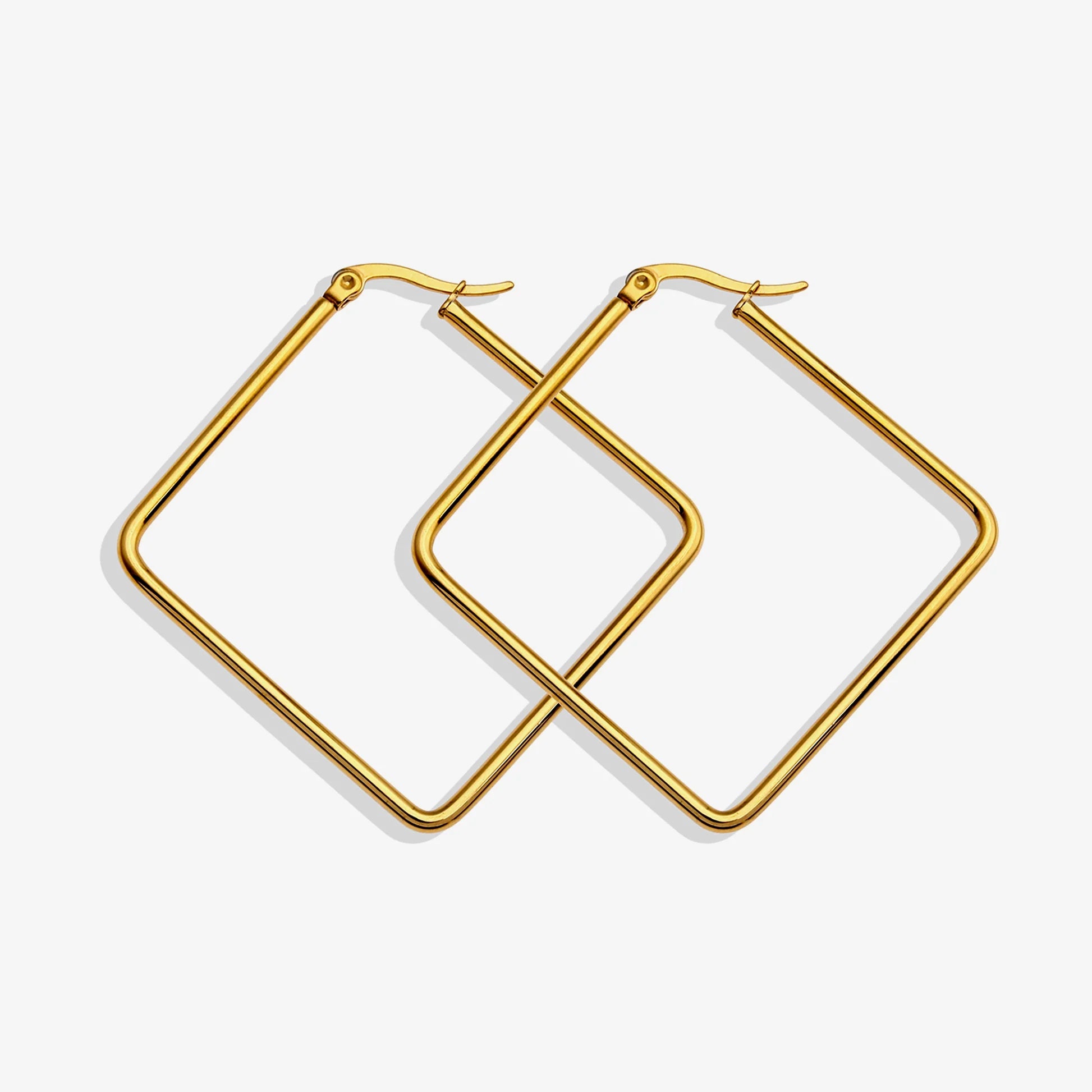 Square Shaped Gold Hoops 220523G