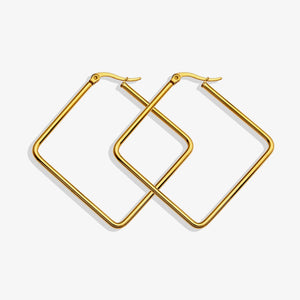 Square Shaped Gold Hoops 220523G