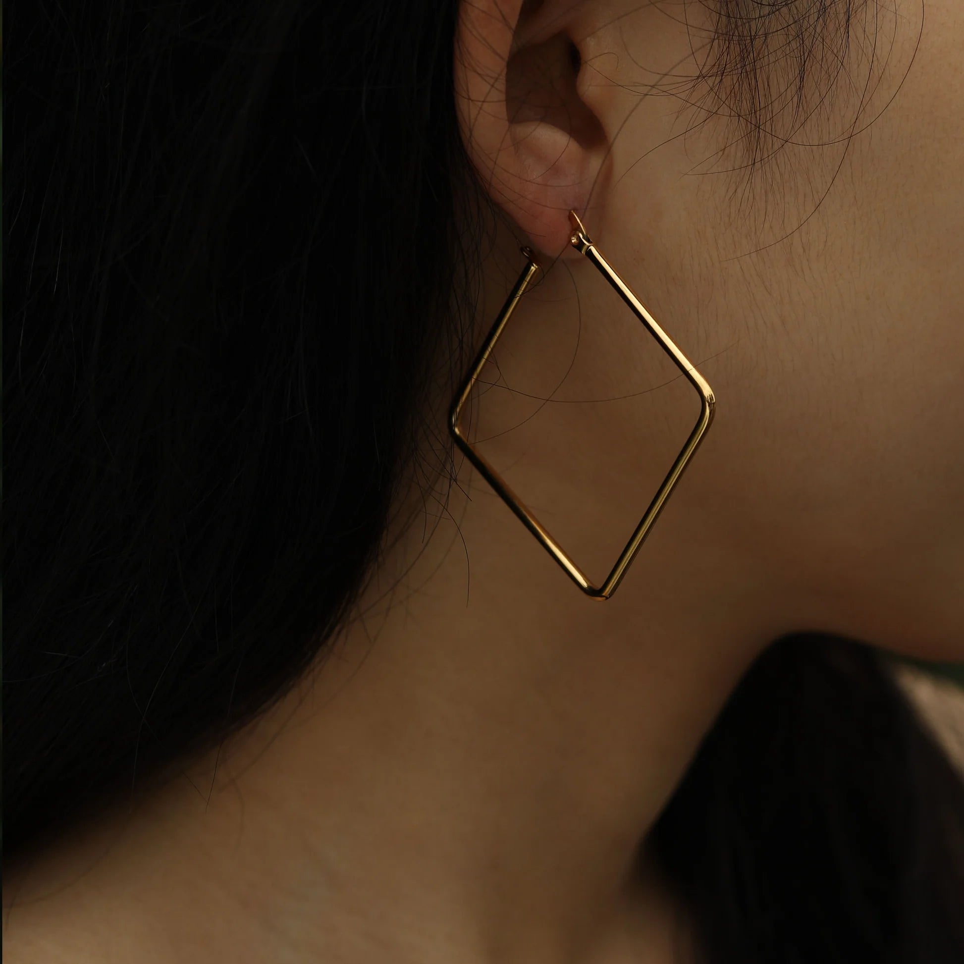 Square Shaped Gold Hoops 220523G