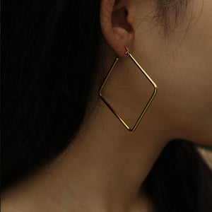 Square Shaped Gold Hoops 220523G