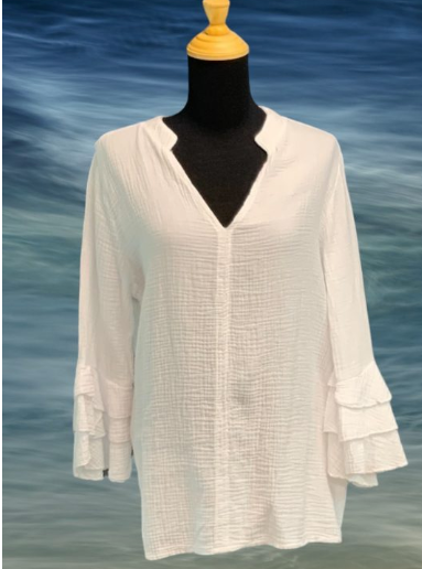 ss25 WAFFLE RUFFLE SLEEVE YY 88521