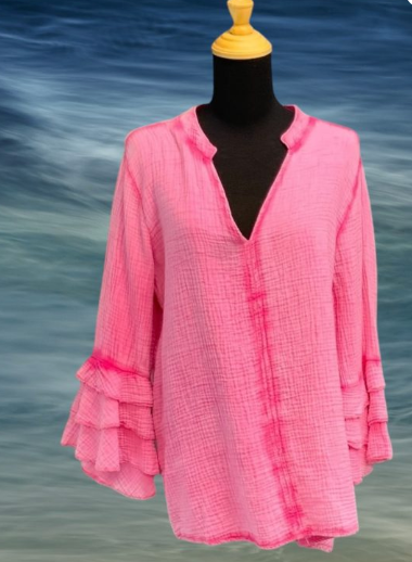 ss25 WAFFLE RUFFLE SLEEVE YY 88521