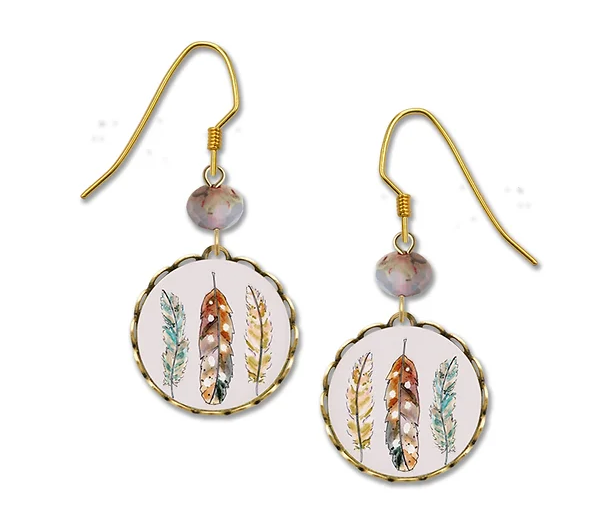 EARRINGS-FEATHERS IN DISC 4011