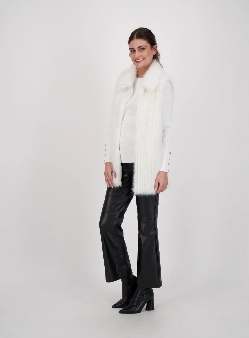 Collared Faux Fur Vest Coat 523691