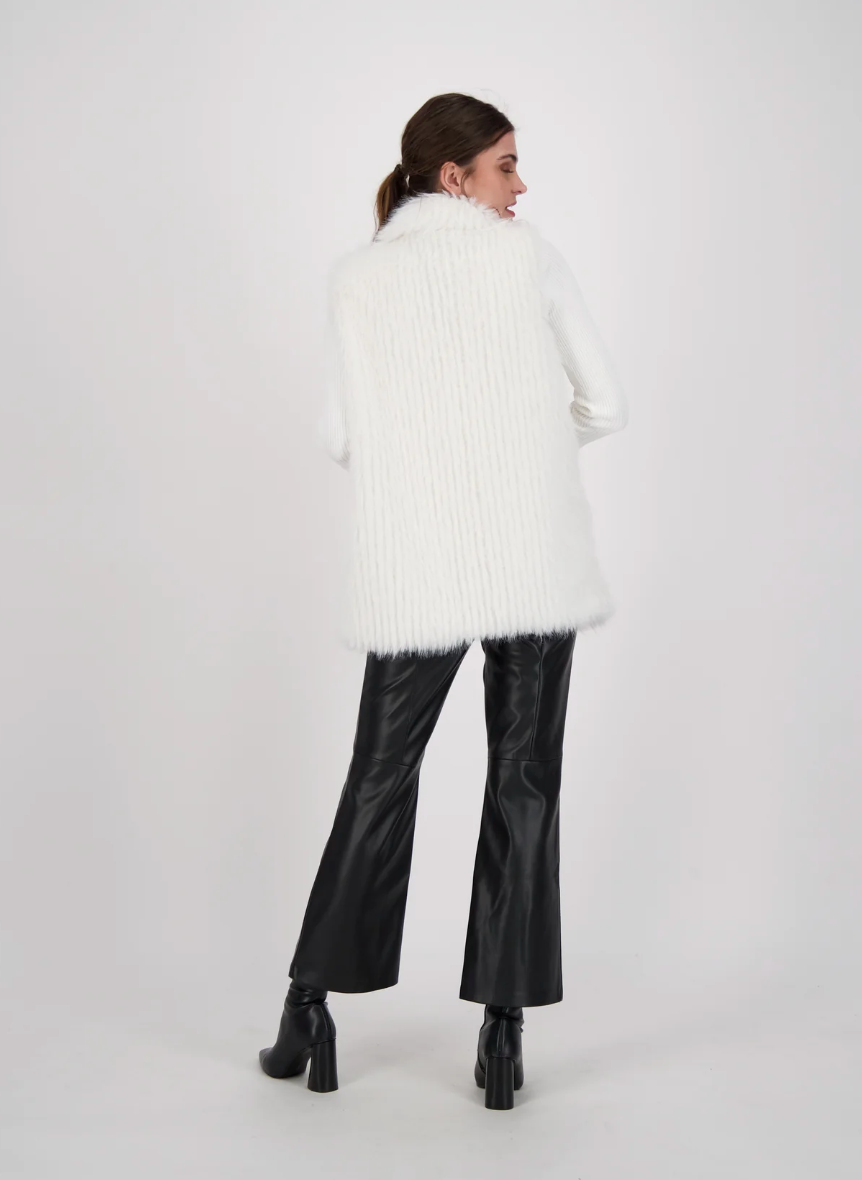Collared Faux Fur Vest Coat 523691