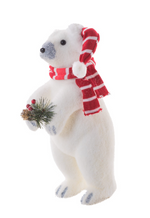 Load image into Gallery viewer, Sparkly Polar Bear w Scarf Ornament DK2758
