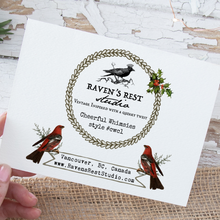 Load image into Gallery viewer, Cheerful Whimsies - Christmas Card. Vintage Cat With Banner.

