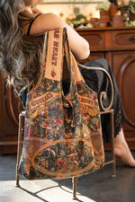 Load image into Gallery viewer, Market of Stars - Courage Dear Heart Boho Linen Tote Bag with Sacred Heart
