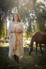 Load image into Gallery viewer, Market of Stars - Love Story Heart Print Bamboo Boho Kimono
