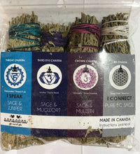 Load image into Gallery viewer, Sansaara Living - 4" Mini Chakra Smudge Sticks, Set of 4: Set B
