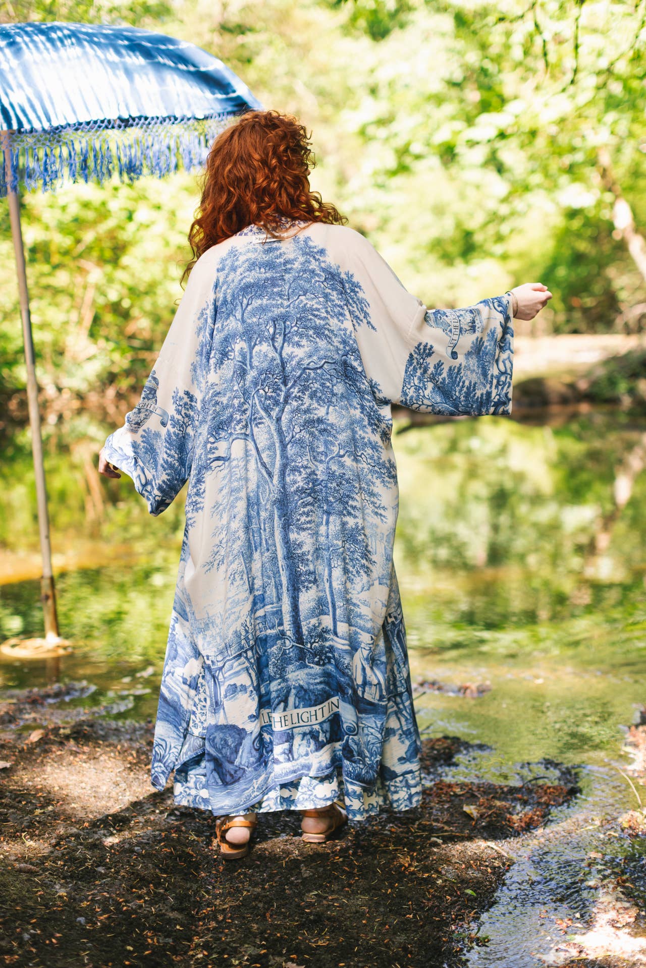 Market of Stars - Let The Light In Printed Long Duster Bamboo Kimono Robe