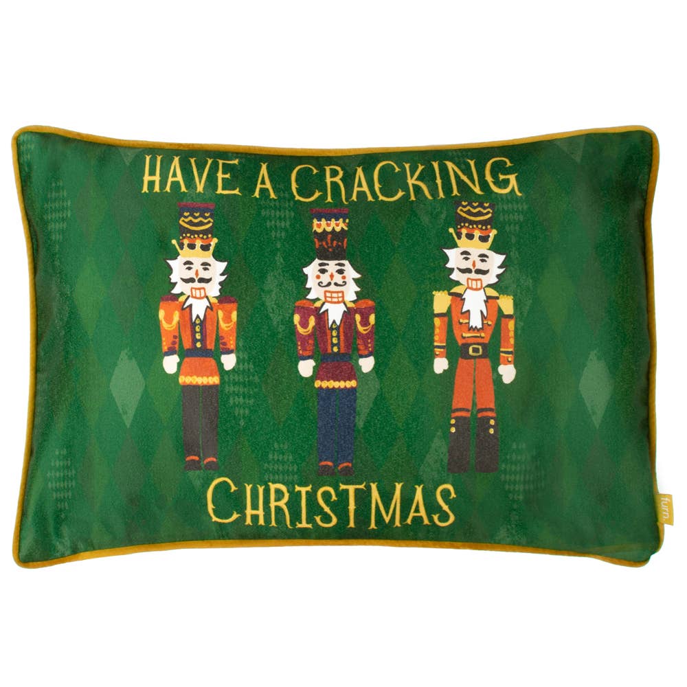 Riva Home - Nutcracker Cracking Christmas Cushion Green