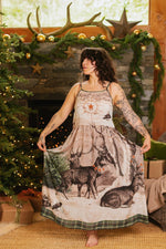 Load image into Gallery viewer, Market of Stars (Worldwide) - Winter Wish Bohéme Long Maxi Slip Dress w/ Christmas Deer
