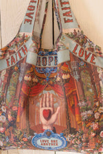 Load image into Gallery viewer, Market of Stars - Love Language Heart and Floral Print Linen Tote Bag
