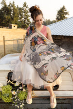 Load image into Gallery viewer, Market of Stars - Take My Hand Boho Floral Bamboo Scarf with Hummingbirds
