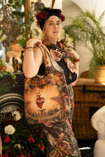 Load image into Gallery viewer, Market of Stars - Courage Dear Heart Boho Linen Tote Bag with Sacred Heart

