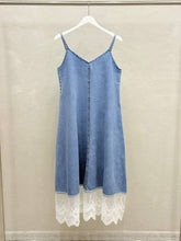 Load image into Gallery viewer, SS26 9069 ANAZ - Lace-Hem Denim Slip Dress
