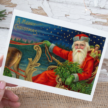 Load image into Gallery viewer, Cheerful Whimsies - Christmas Card. Vintage Santa Sleigh.
