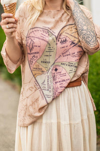 Market of Stars - Map of My Heart Bohemian Tee Luxe Bamboo Tunic Shirt