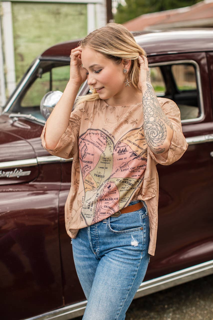 Market of Stars - Map of My Heart Bohemian Tee Luxe Bamboo Tunic Shirt