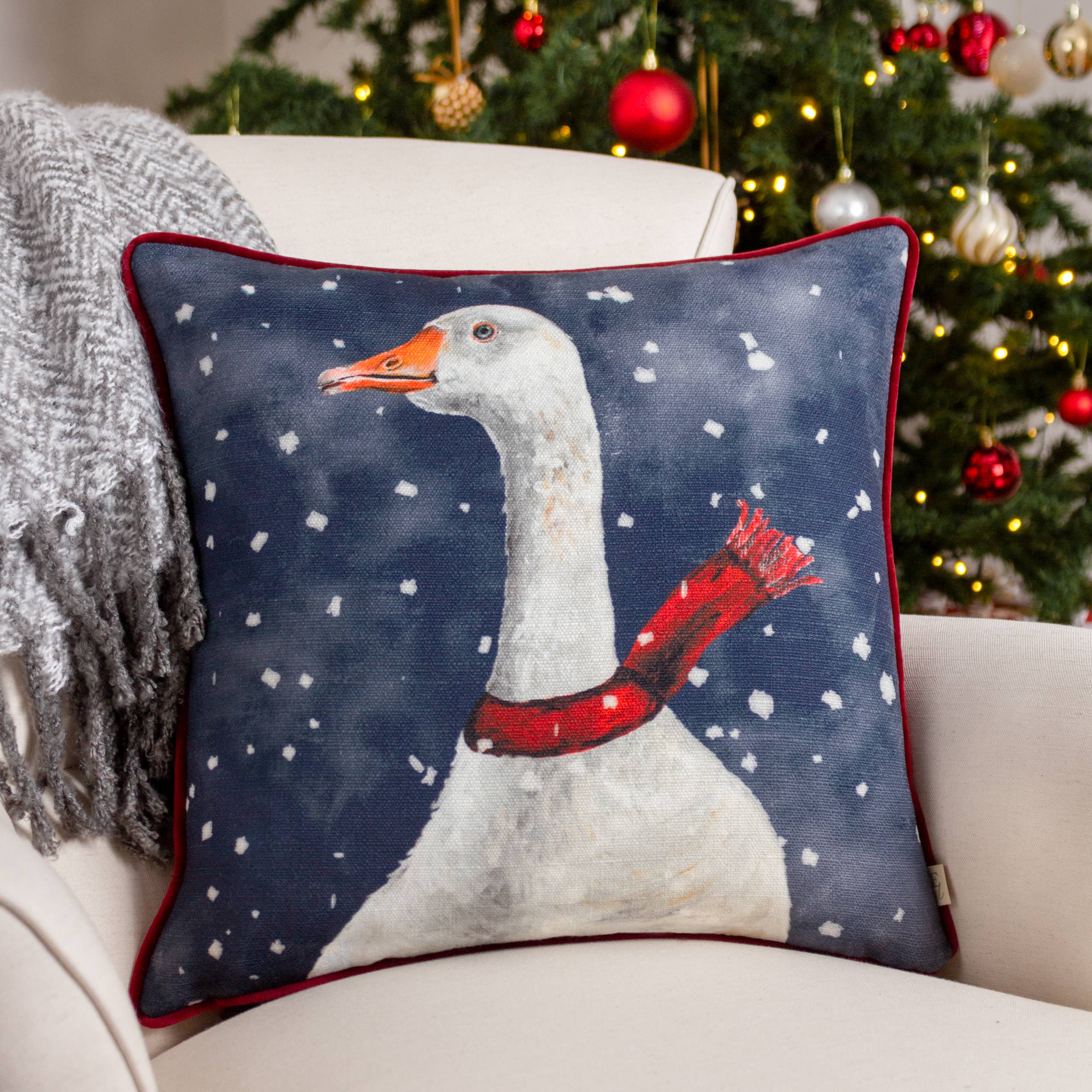 Riva Home - Christmas Goose Cushion Navy