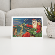 Load image into Gallery viewer, Cheerful Whimsies - Christmas Card. Vintage Santa Sleigh.
