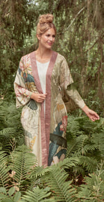 Load image into Gallery viewer, DELICATE TROPICS KIMONO GOWN SAGE
