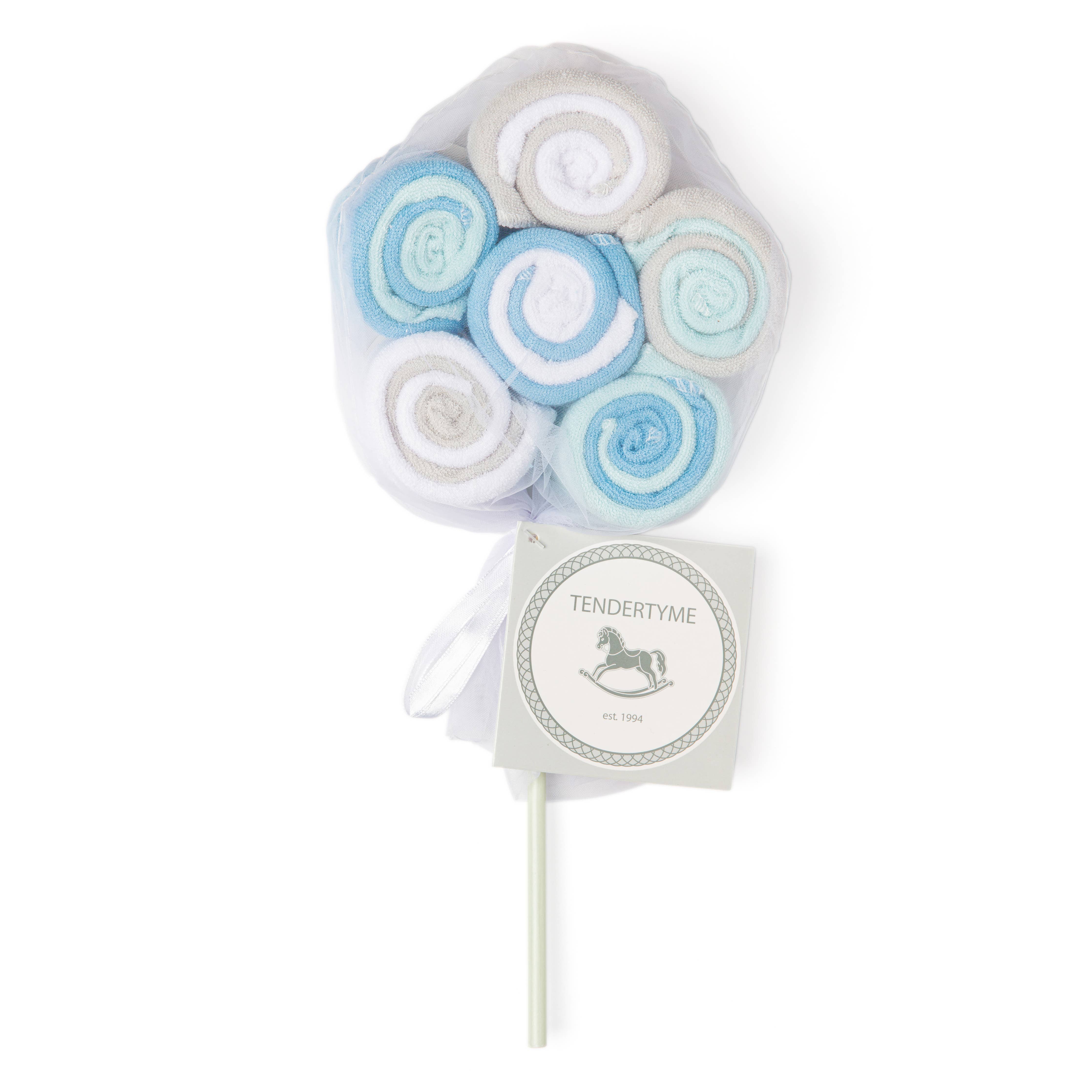 12 Pack Lollipop Washcloth - Blue